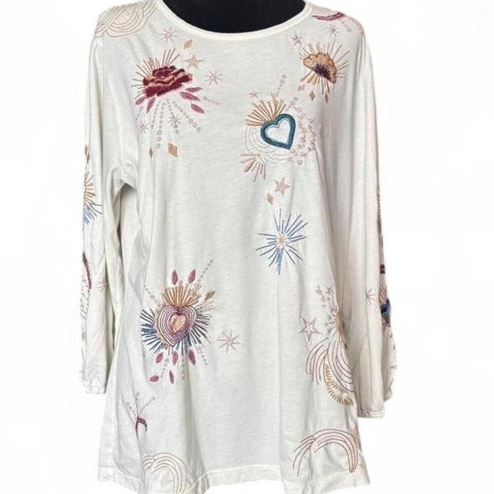 Johnny Was Embroidered Cream Tunic Top – Whimsygoth Boho XL